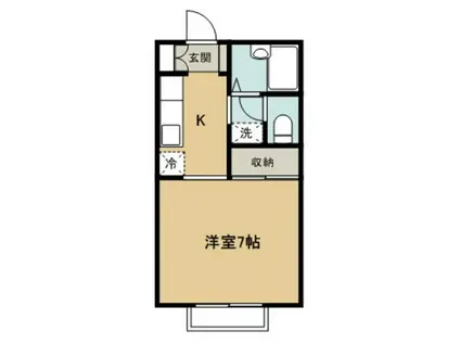 ペルレI(ワンルーム/2階)の間取り写真