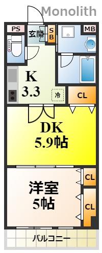 プールトゥジュール(2K/2階)の間取り写真