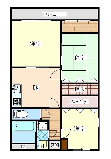 エスポワール(3DK/1階)の間取り写真