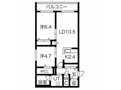 ジュエルレジデンス宮の森(2LDK/2階)の間取り写真