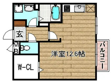 マレット・フィールドB棟(1K/2階)の間取り写真