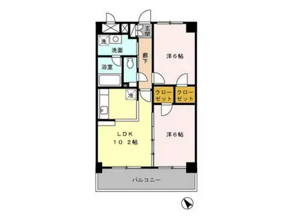 ハートヒルズ上大岡(2LDK/3階)の間取り写真