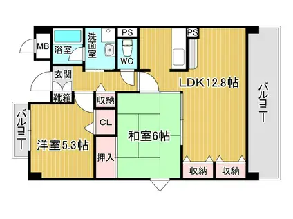 エスポワール21(2LDK/3階)の間取り写真