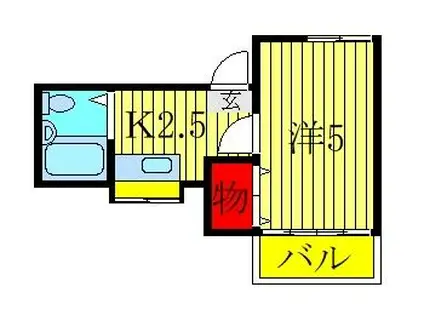 シャトレーヌ都賀(1K/1階)の間取り写真