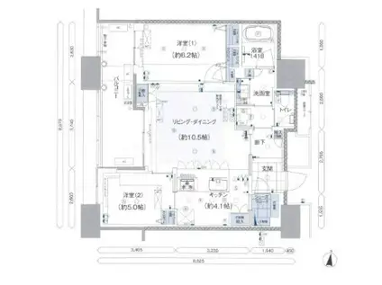 アイランドシティオーシャン&フォレストタワーレジデンスウエスト棟(2LDK/14階)の間取り写真