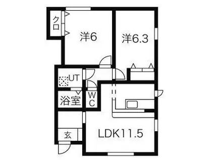 アルヴェアーレ(2LDK/1階)の間取り写真