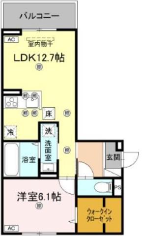 フィオーレガーデン北田宮 C(1LDK/1階)の間取り写真