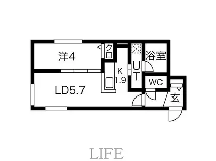SASA南郷 南郷通9丁目南MS(1LDK/3階)の間取り写真