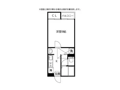 スカイヒルズ(1K/2階)の間取り写真