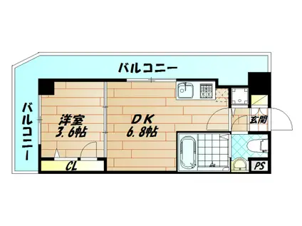 NO.71オリエントトラストタワー(1DK/15階)の間取り写真