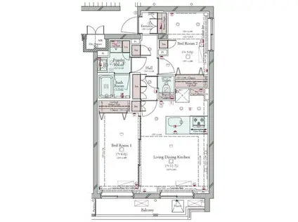 コンシェリア目黒本町 THE RESIDENCE(2LDK/3階)の間取り写真