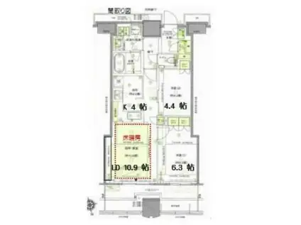 富久クロスコンフォートタワー(2LDK/32階)の間取り写真