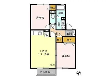 レディアガーデン(2LDK/2階)の間取り写真