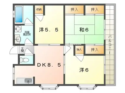 エクセレンス星田(3DK/1階)の間取り写真