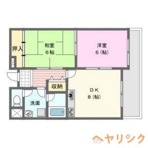 ヤシロヒルズ(2DK/2階)の間取り写真