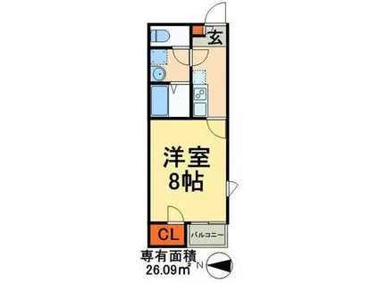 ドルフフクサトII(1K/2階)の間取り写真