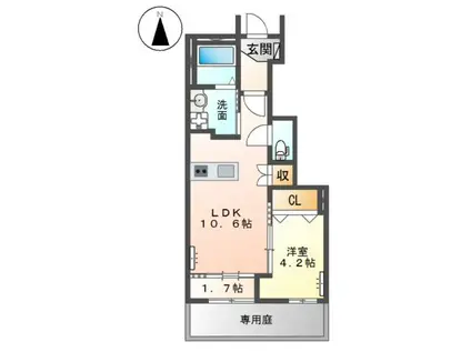 あま市新居屋大日南アパート(1LDK/1階)の間取り写真