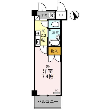 レイクヴュー堅田(1K/5階)の間取り写真