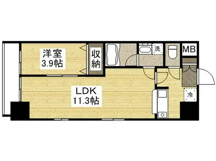 WILLDO岡山大供(1LDK/14階)の間取り写真