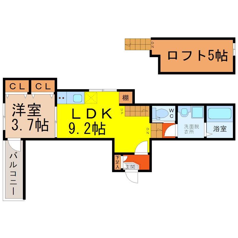 LOTUS(1LDK/1階)の間取り写真