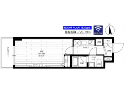 グランドコンシェルジュ池袋本町ウエスト(1K/2階)の間取り写真