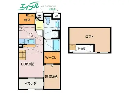 ラフレシール 小黒田(1LDK/2階)の間取り写真