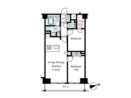 AZEST浮間舟渡(2LDK/2階)の間取り写真