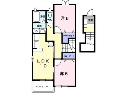 フラン・プロムナード A(2LDK/2階)の間取り写真