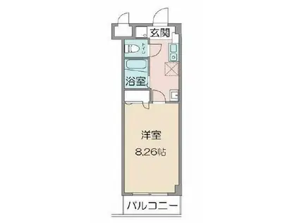 カルナ市ヶ谷薬王寺(1K/3階)の間取り写真