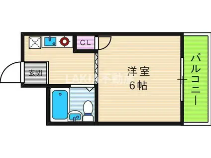 西田ハイツ天王寺(1K/3階)の間取り写真