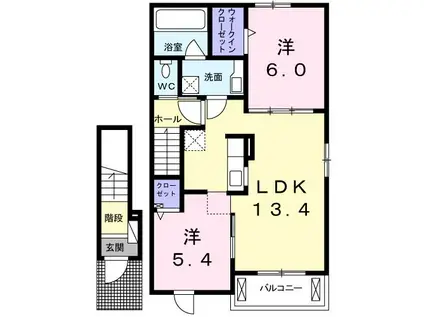 カサ ソレアード N(2LDK/2階)の間取り写真