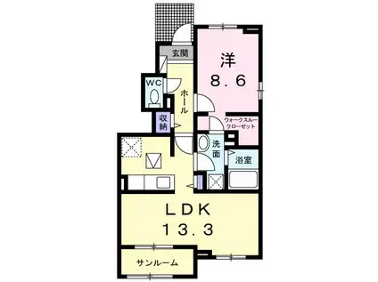 アリエッタII(1LDK/1階)の間取り写真