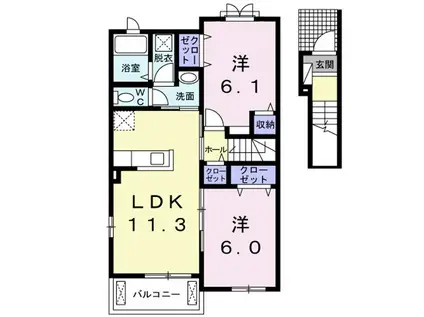 ラフレシール(2LDK/2階)の間取り写真