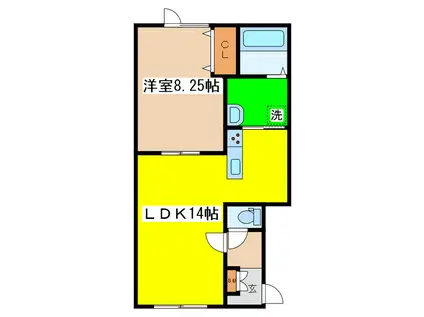 PUBLIC FILLE(1LDK/2階)の間取り写真