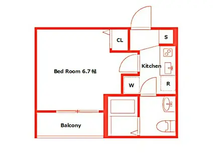 BAYSIDE VIEW(1K/2階)の間取り写真
