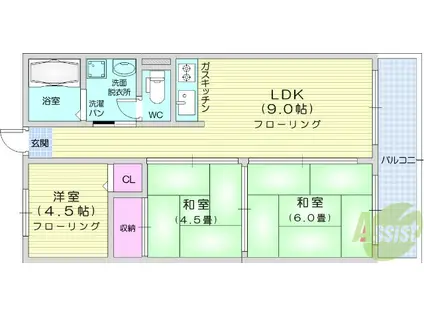 銀杏町庄司マンション(3LDK/1階)の間取り写真