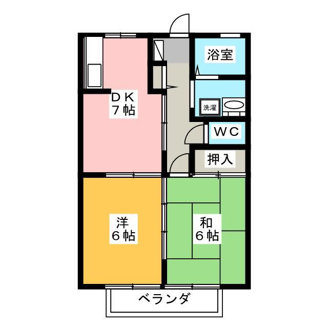 コンフォール B(2DK/1階)の間取り写真