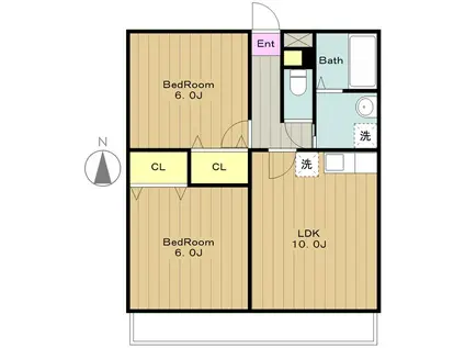 ピアチェボーレ(2LDK/3階)の間取り写真
