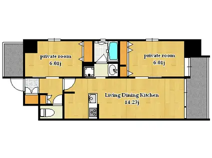 GREEN FIELD(2LDK/6階)の間取り写真