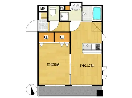 グランビルド(1DK/2階)の間取り写真