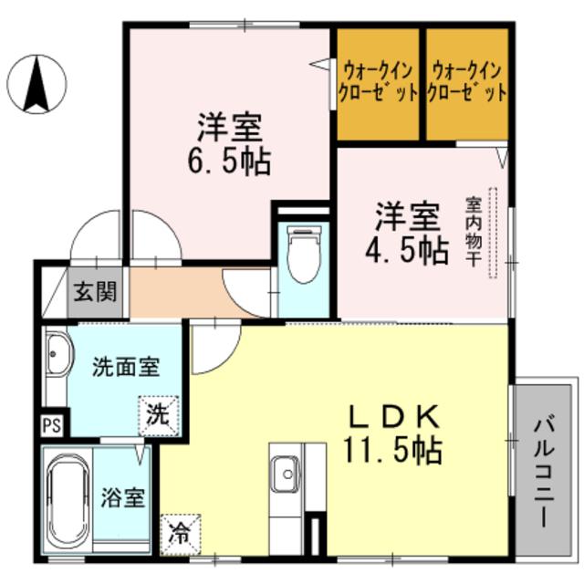メゾン・ド・アンジュ(2LDK/2階)の間取り写真