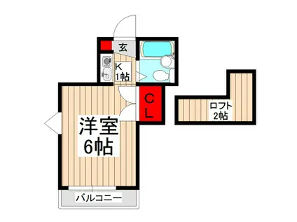 シャルムK(1K/2階)の間取り写真
