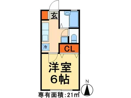 カレッジハイツ(1K/1階)の間取り写真