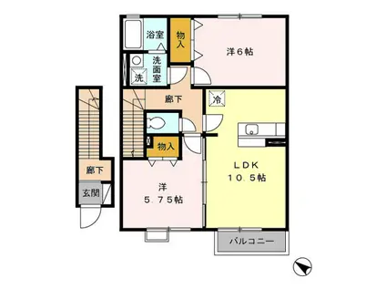 シルクコート(2LDK/2階)の間取り写真