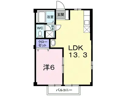 ニューシティー八栗口B(1LDK/2階)の間取り写真