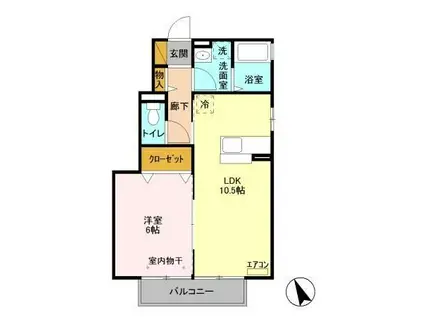 プレアデス見川D(1LDK/1階)の間取り写真