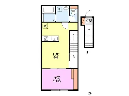 デイジー三条(1LDK/2階)の間取り写真
