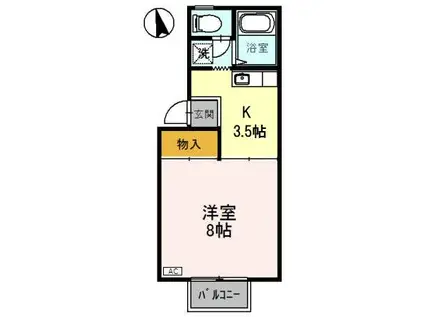 ジュネスONE(1K/1階)の間取り写真