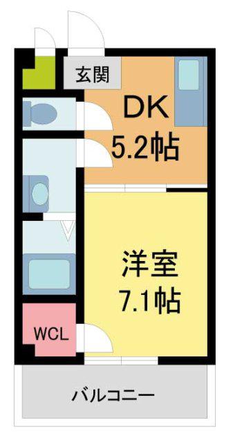 ELEGANTE宝塚(1DK/4階)の間取り写真