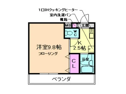 カーサ天神(1K/3階)の間取り写真
